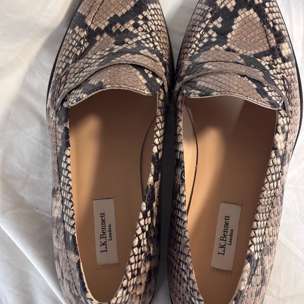 LK Bennett Python Pattern Loafers - Brown and Bla… - image 4